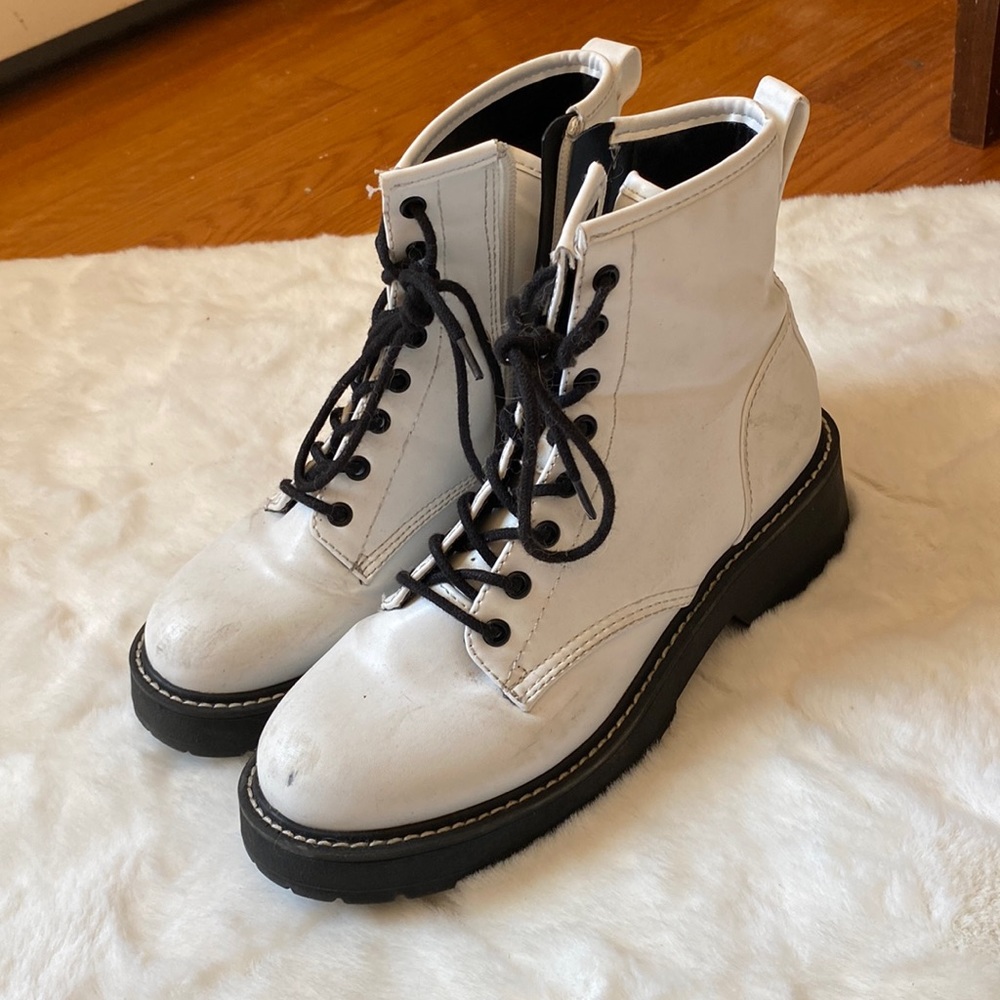White Combat Boots